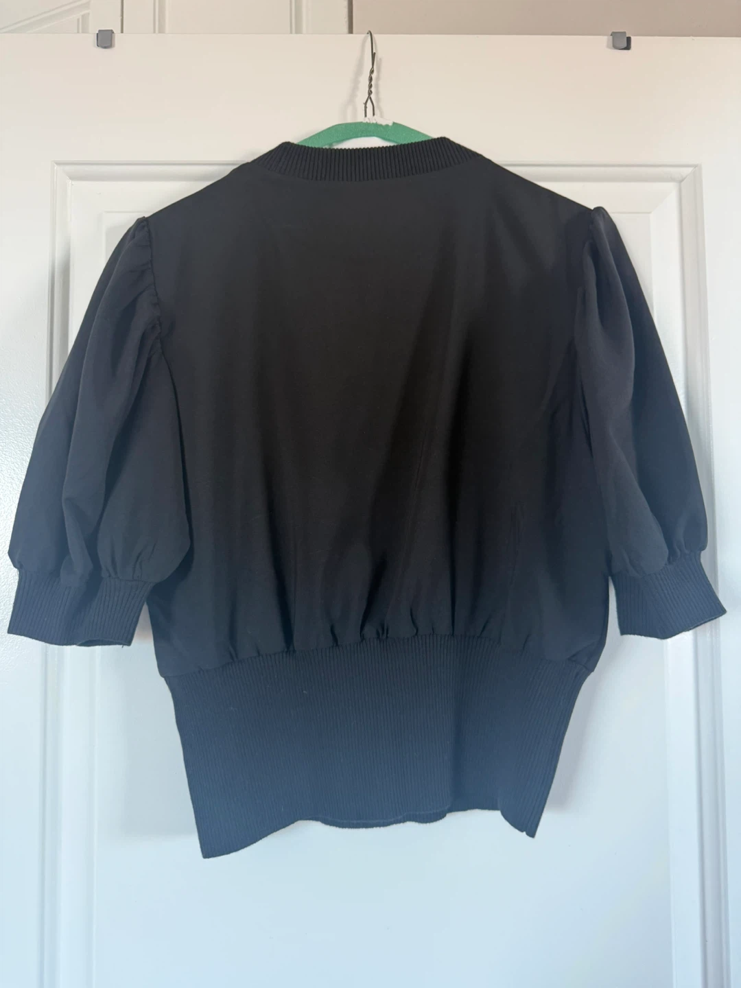 French Connection Black Puff Sleeve Shirt - Size S - photo 2