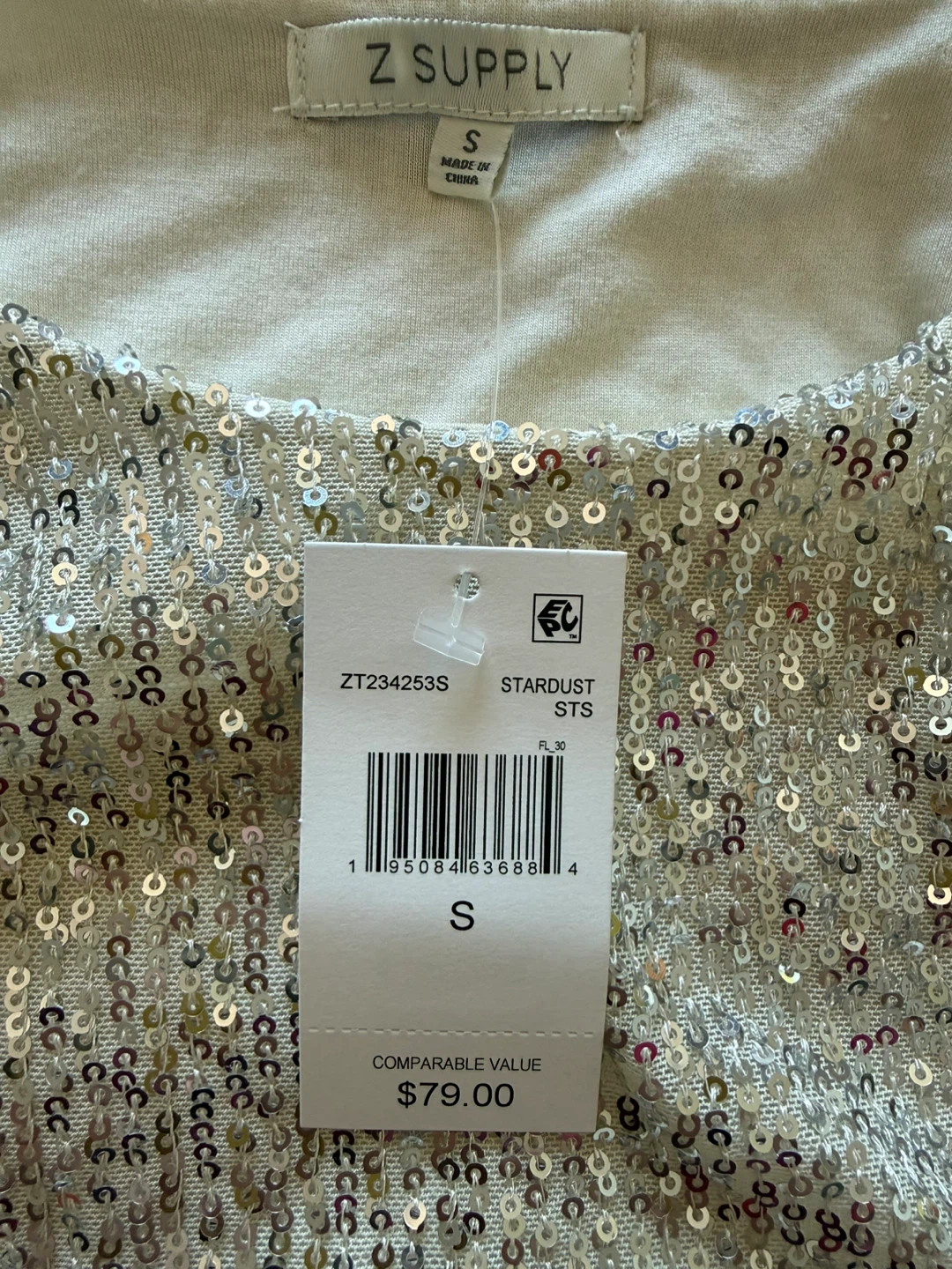 Z Supply Sequin Stardust Long Sleeve Top - Size S - photo 3
