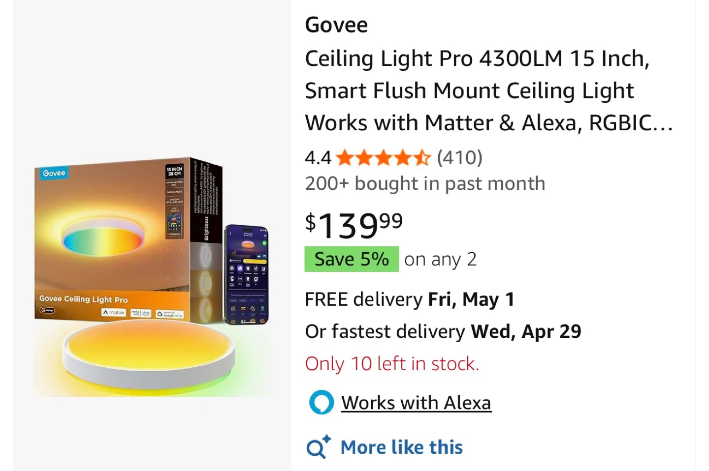 Govee Ceiling Light Pro 4300LM 15 Inch Smart Flush Mount - photo 2