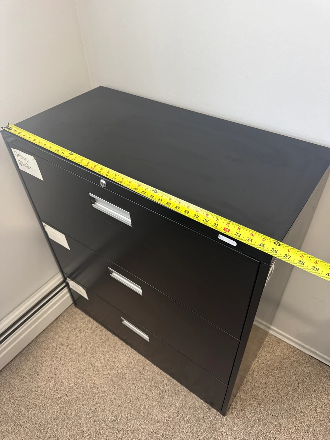 Black 3-Drawer metal Filing Cabinet