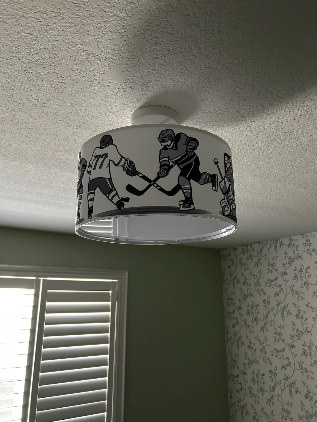 Kids Hockey Themed Ceiling Light Fixture