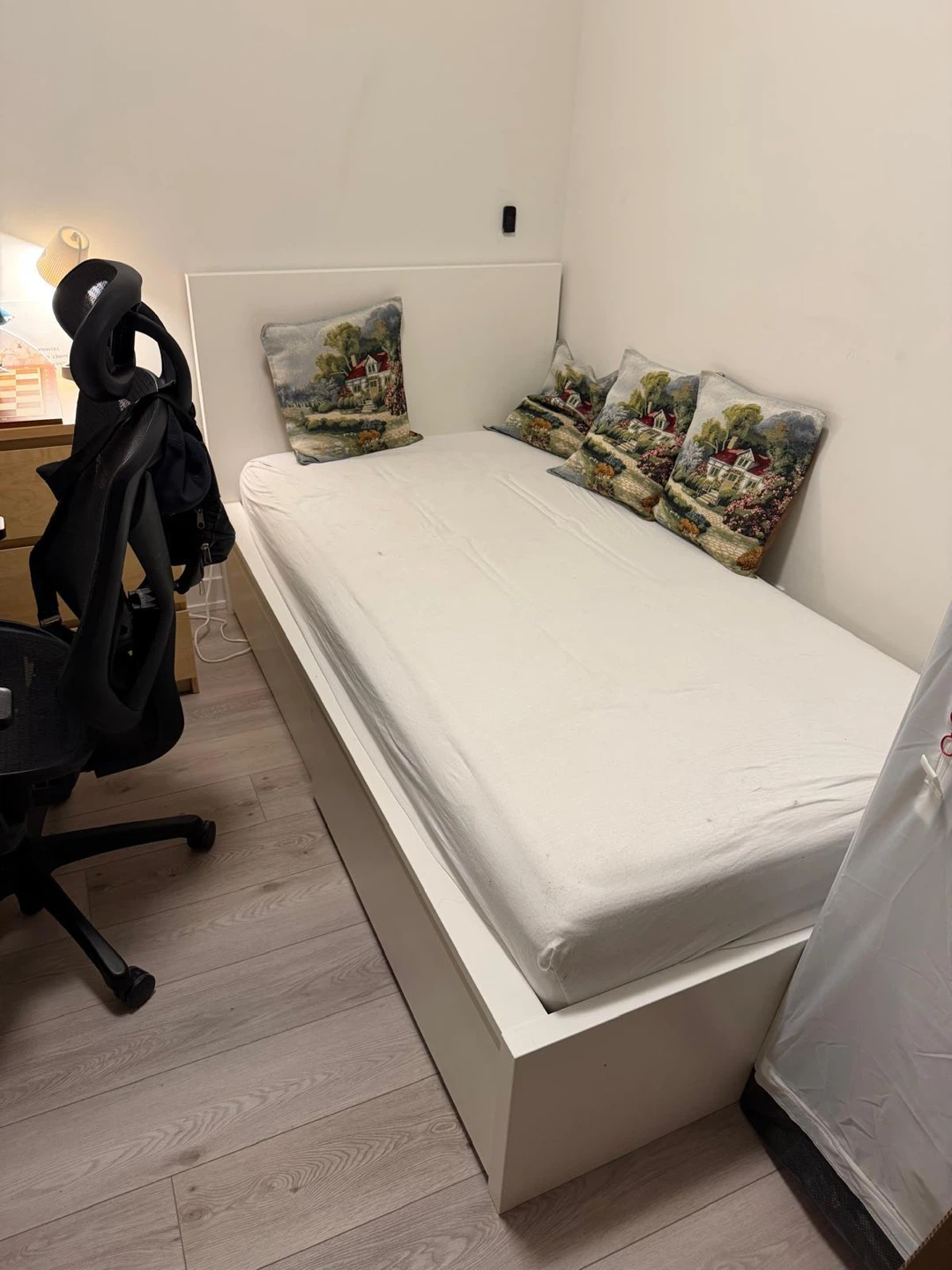 White Twin Bed Frame with Storage Drawer - photo 2