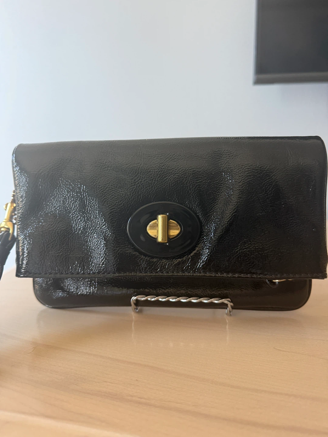 Coach Patent Leather Clutch with Colorful Interior