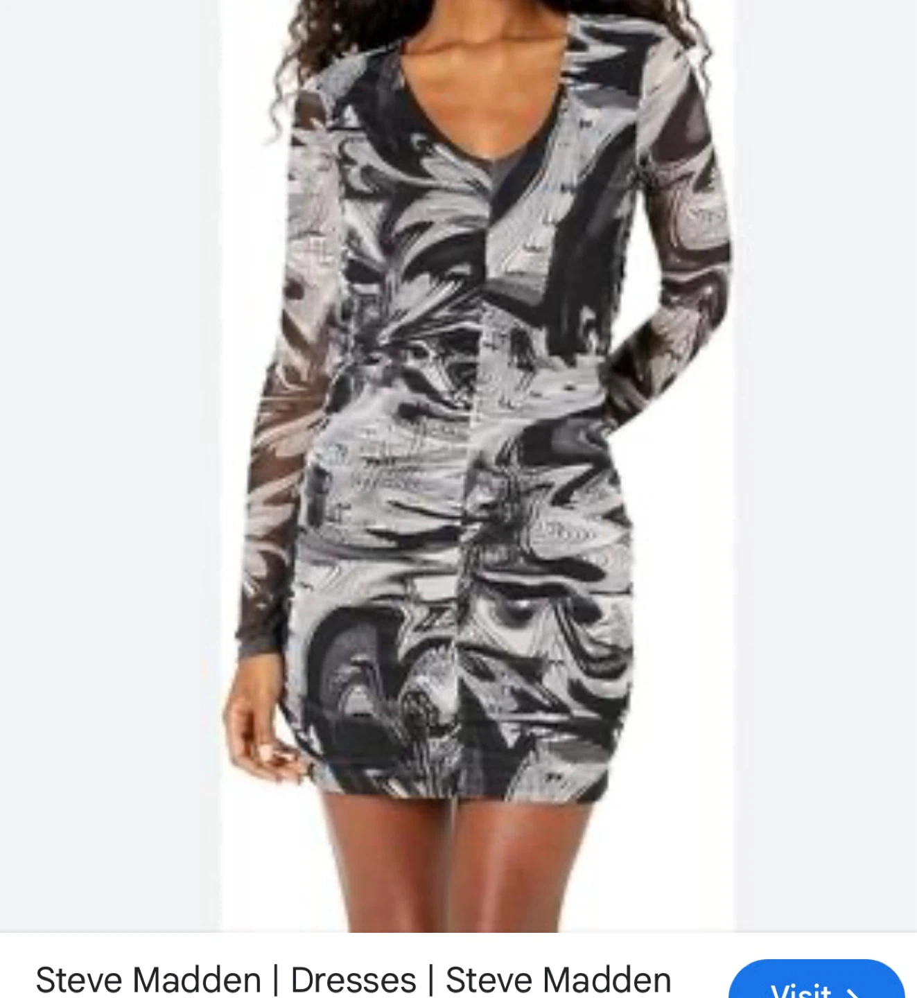 Steve Madden Ruched Mesh Dress
