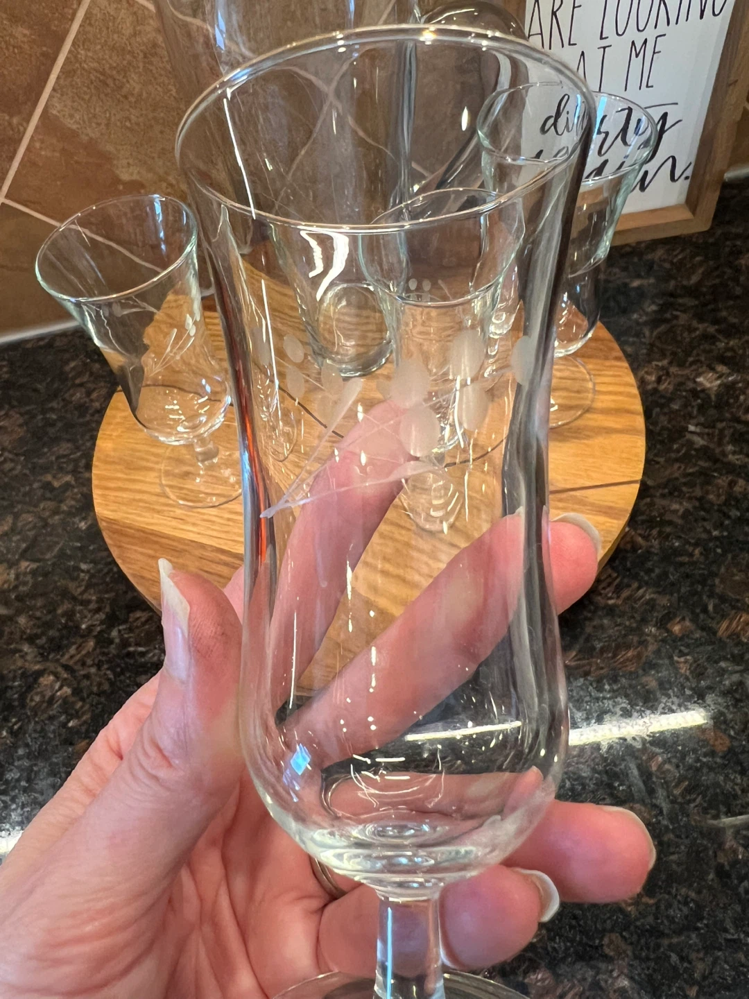 Vintage Etched Glass Set - photo 3