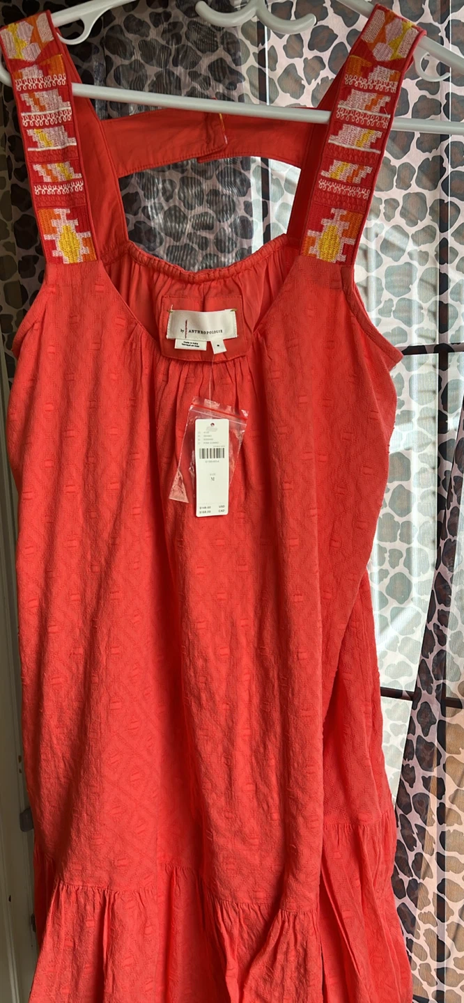 Anthropologie Coral Embroidered Tunic Dress Size M - photo 4