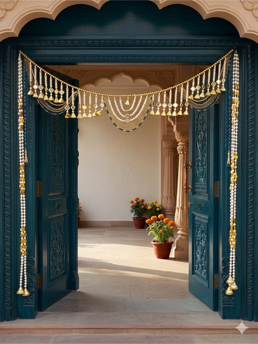 Decorative Door Hanging with Pearls and Bells