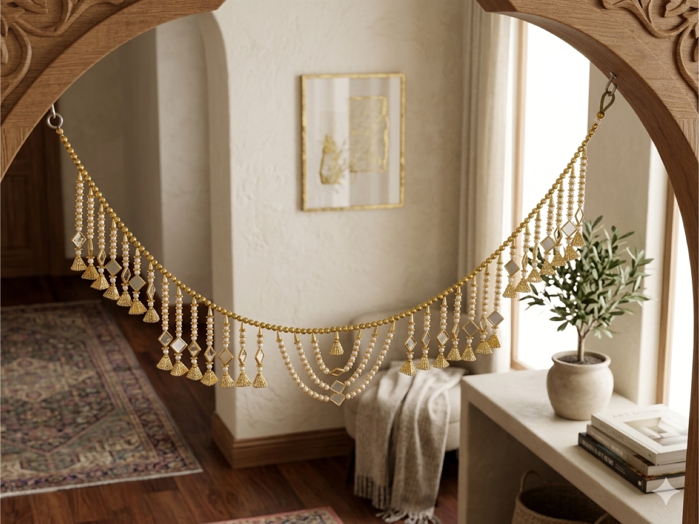 Decorative Door Hanging with Pearls and Bells - photo 3