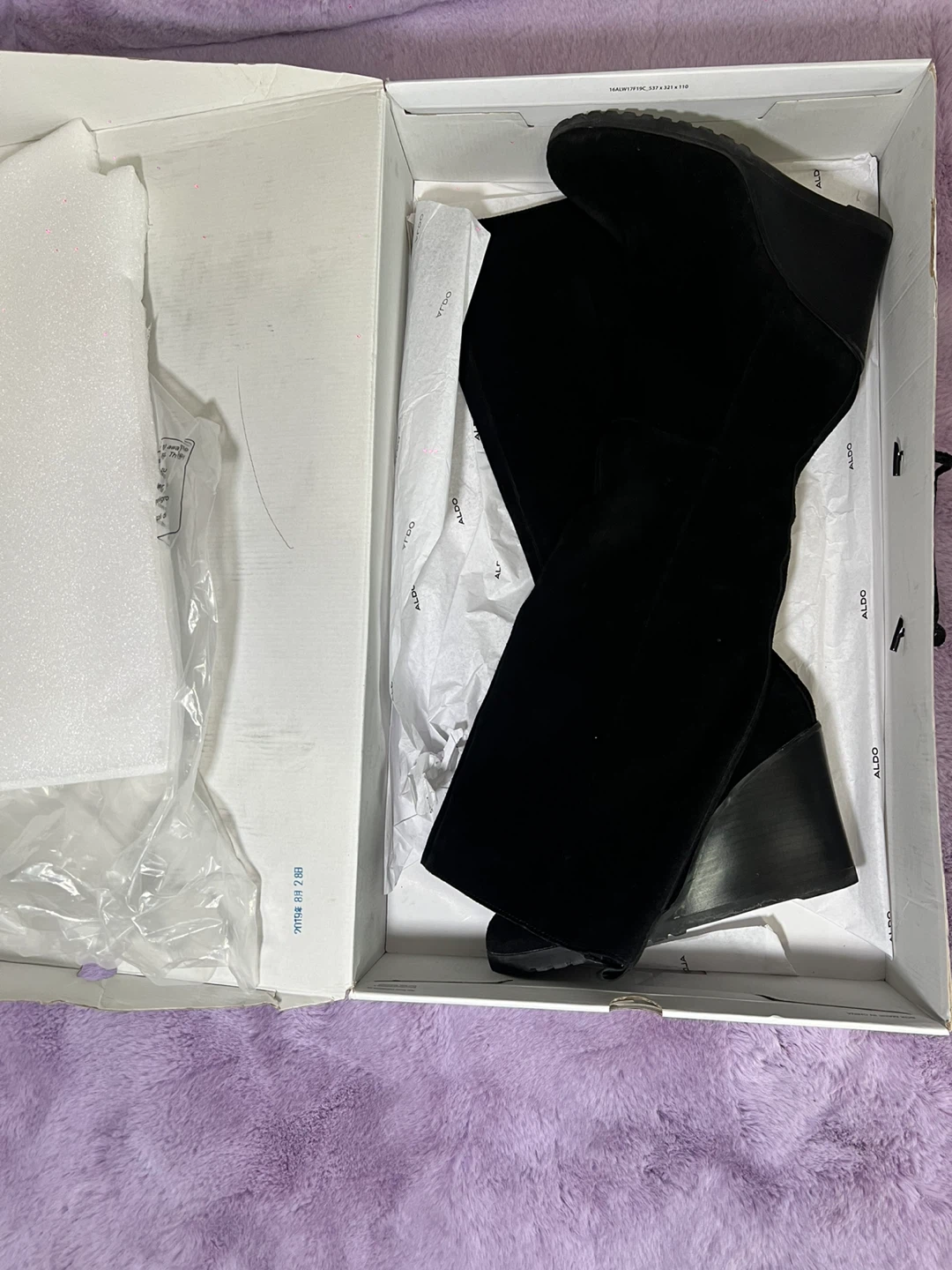 ALDO Women's Black Suede Wedge Boots Size 8 - photo 4