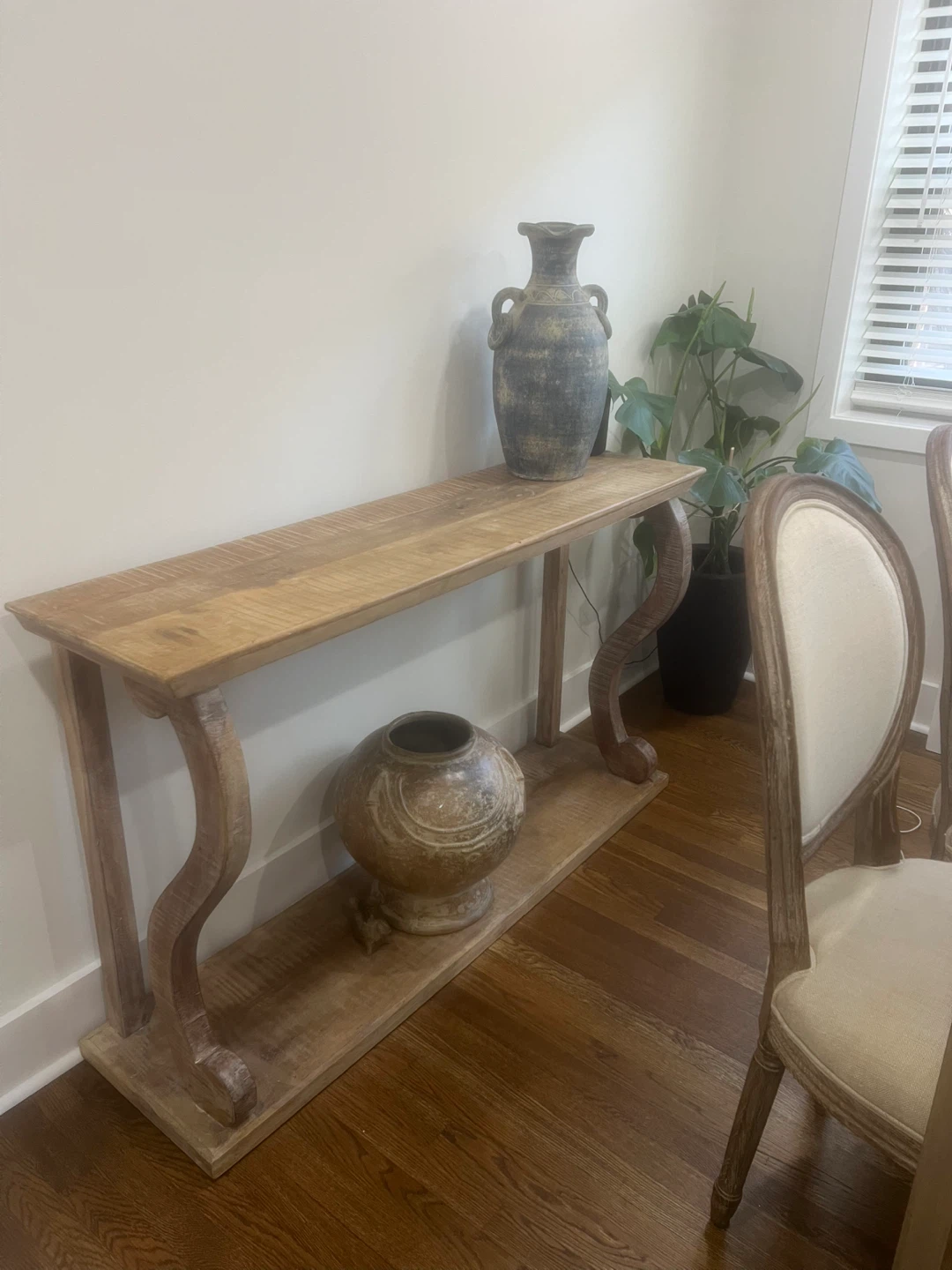 Rustic mango Wood Console Table with Shelf