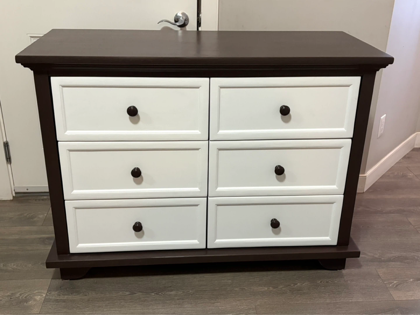 Dark Brown and White 6-Drawer Dresser - photo 2