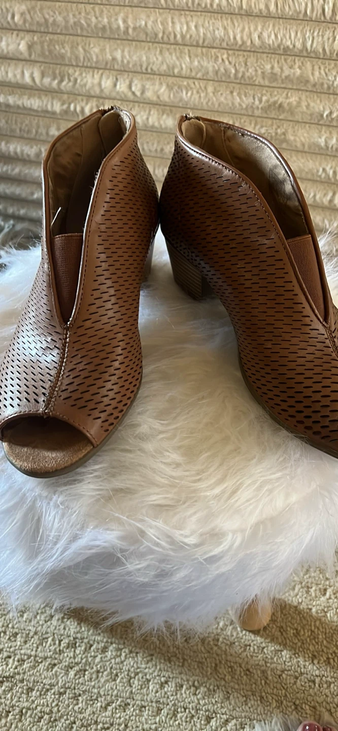 Earth Origins Perforated Brown Ankle Booties