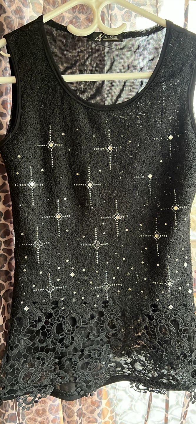 AIMĒI Black Embellished Tank Top