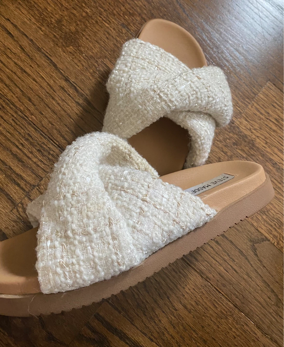 Steve Madden White Twisted Slide Sandals , Size 8 - photo 5