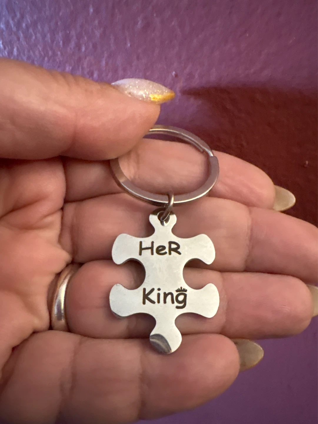 🌱 New set His Queen Her King Puzzle Piece Keychains - photo 5