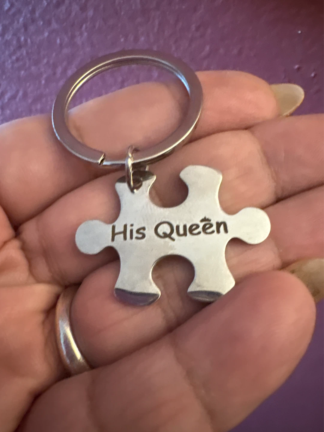 🌱 New set His Queen Her King Puzzle Piece Keychains - photo 3