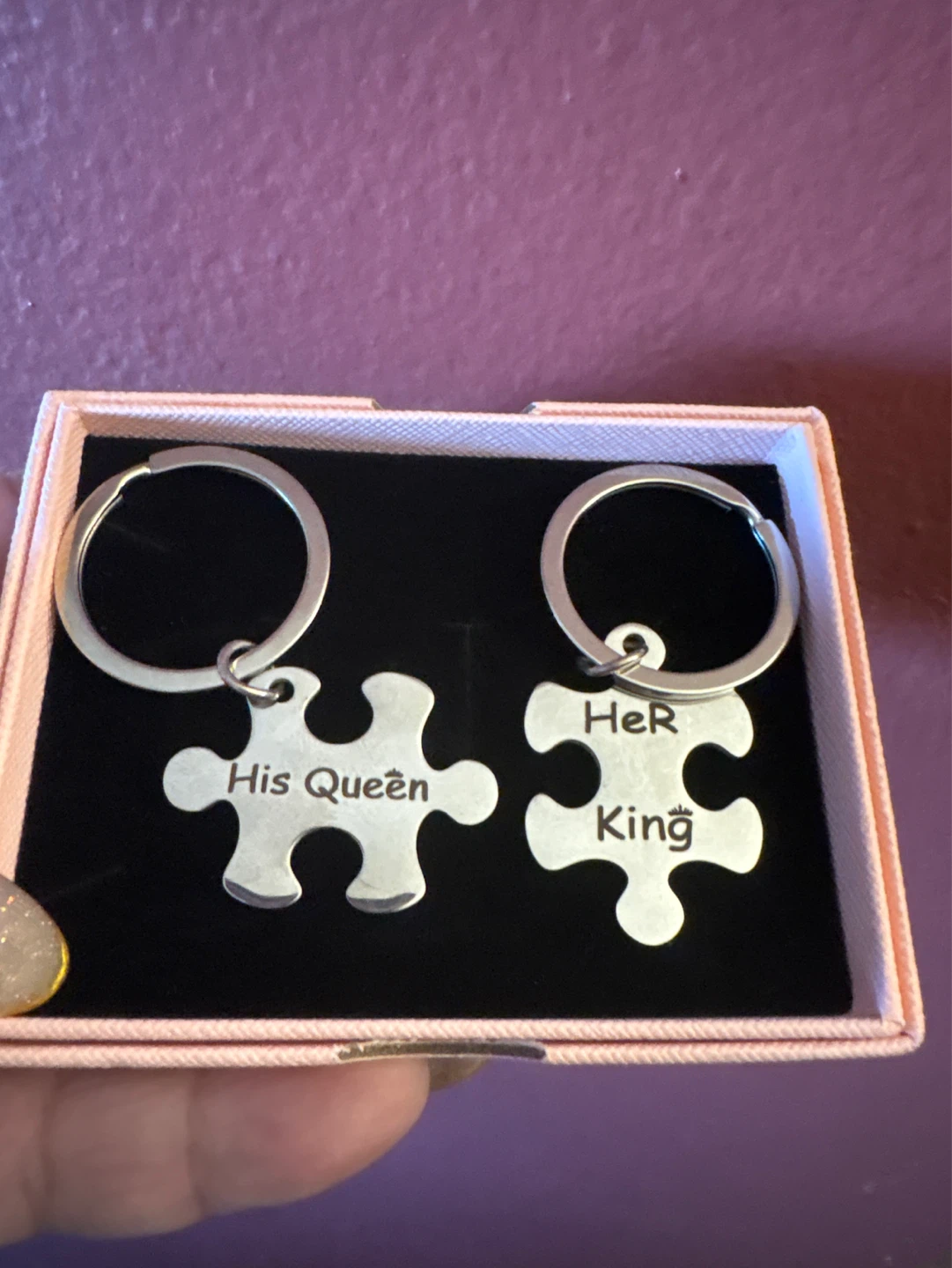 🌱 New set His Queen Her King Puzzle Piece Keychains - photo 2