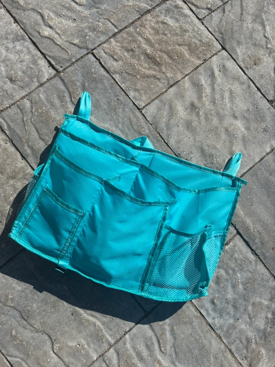 Teal Hanging Organizer Bag with Pockets