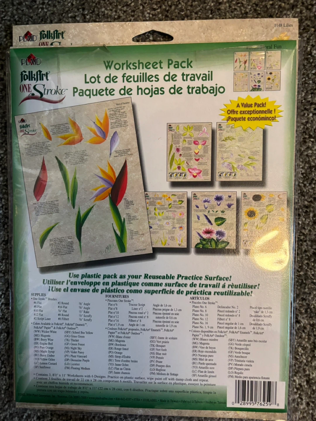 FolkArt One Stroke "Floral Lilies" Painting Worksheet