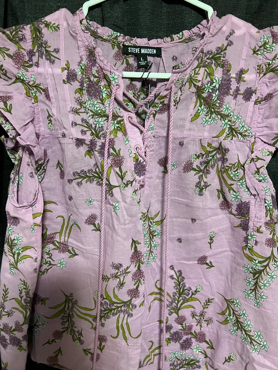 Steve Madden Women's Floral Print Lace-Up Blouse - Size L - photo 2