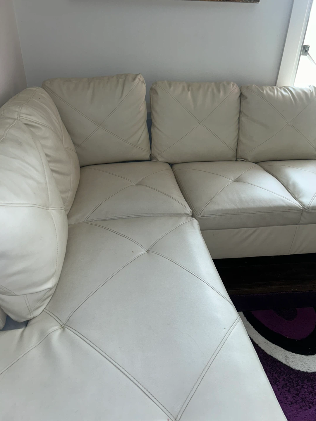 Modern White Faux Leather Sectional - photo 4