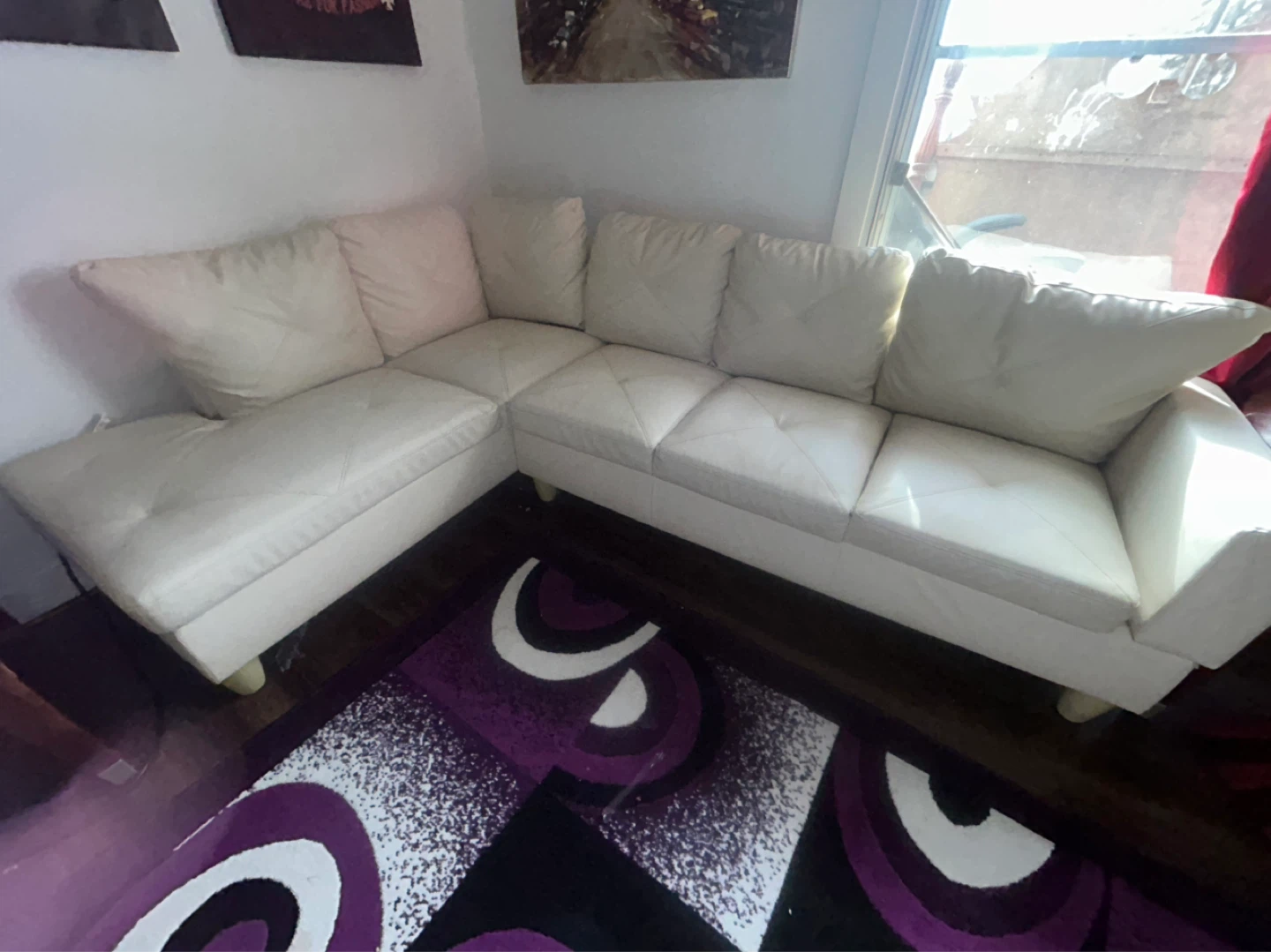 Modern White Faux Leather Sectional