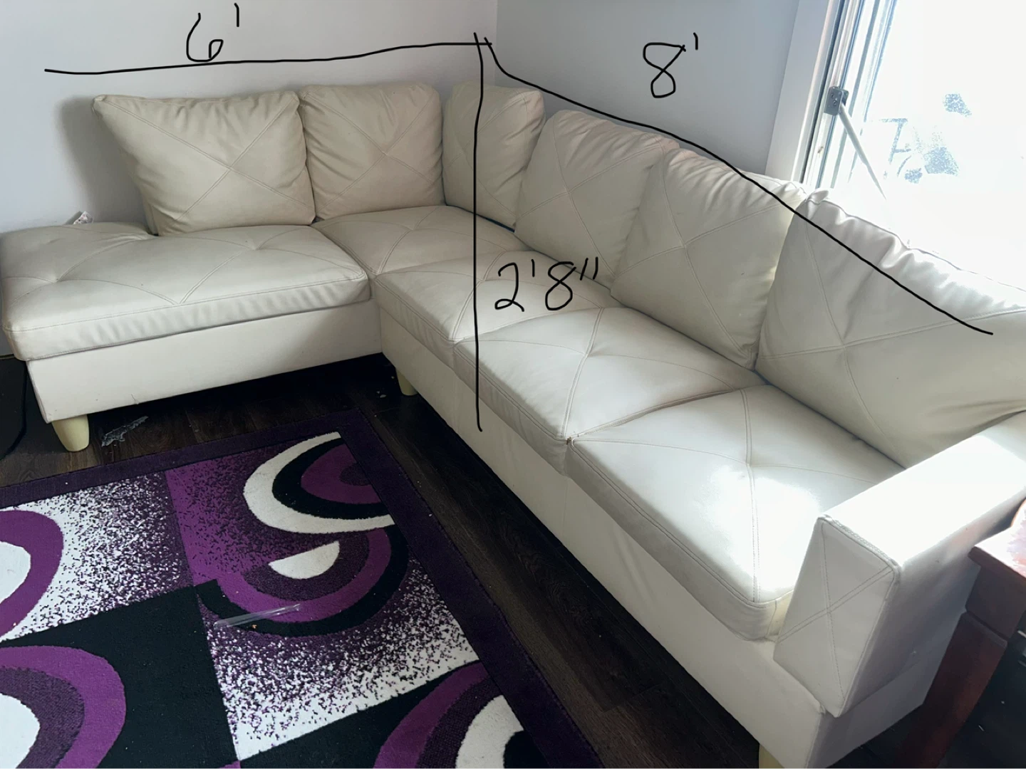 Modern White Faux Leather Sectional - photo 2