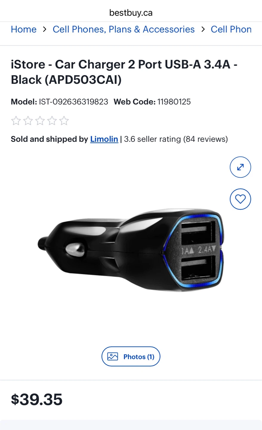 Car Charger 2 Port USB-A 3.4A - istore - photo 2
