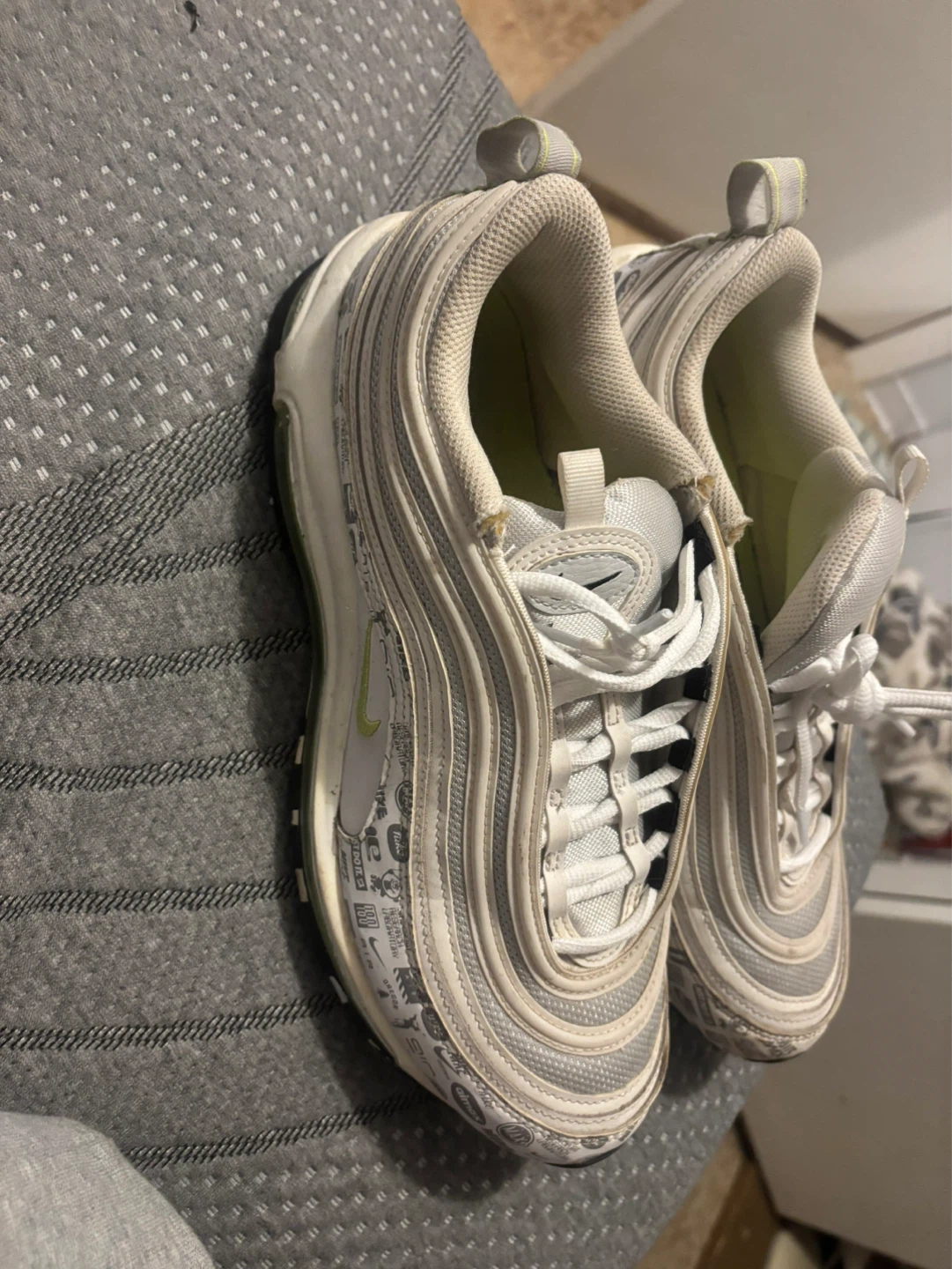 Nike Air Max 97 SE Men's Shoes White/Lime Green Size 10.5