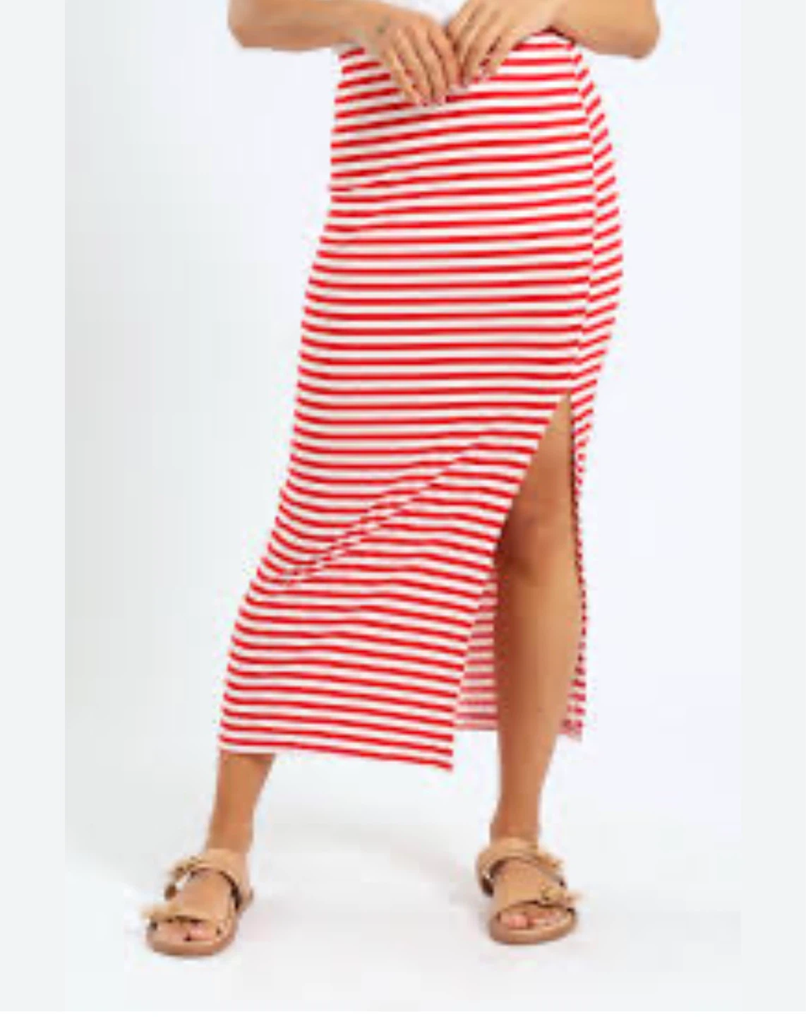 Marimekko Red and Beige Striped Maxi Skirt - photo 4