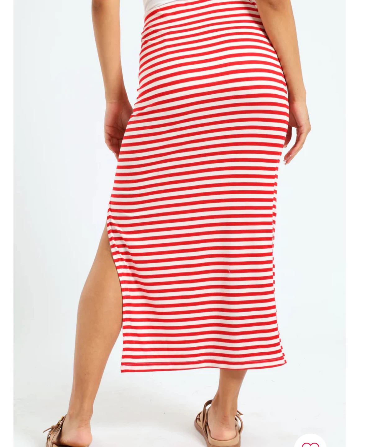 Marimekko Red and Beige Striped Maxi Skirt