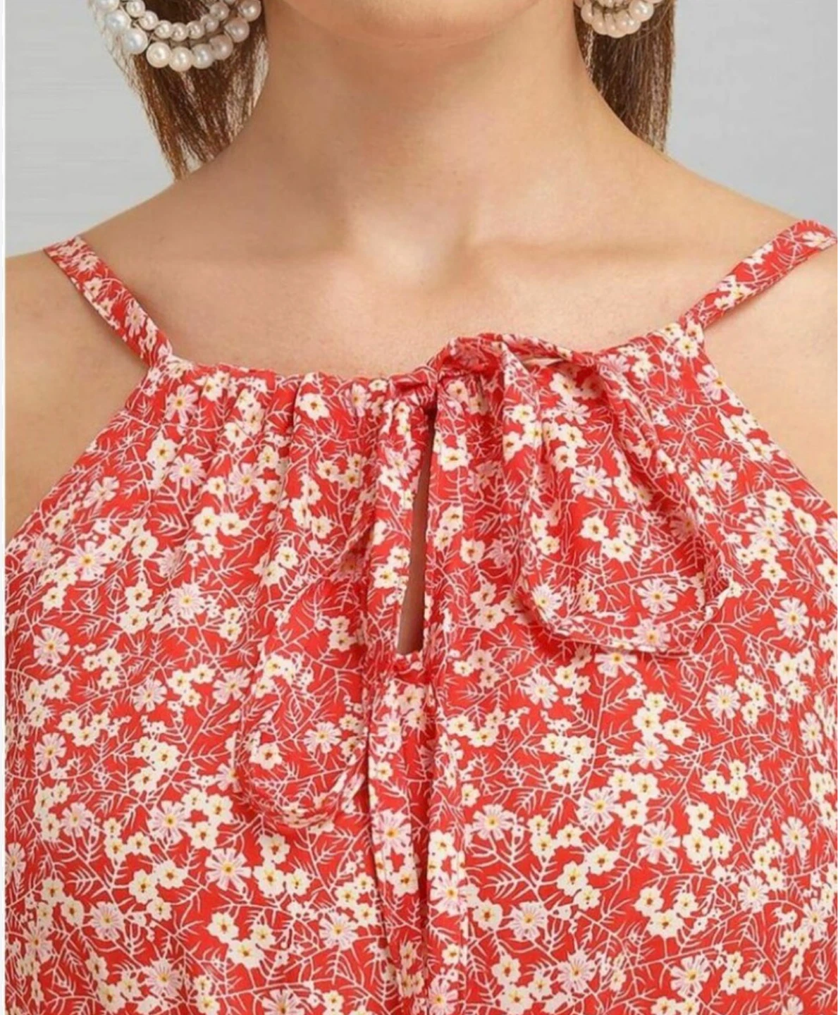 Janina Red Floral Spaghetti Strap Tank Top - Size 42 - photo 5