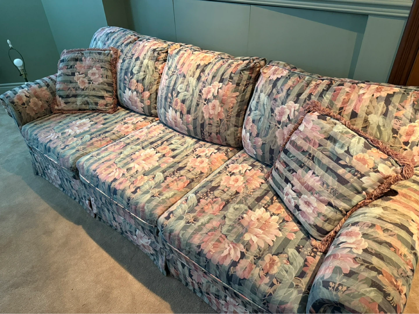 Floral Sofa with Decorative Pillows