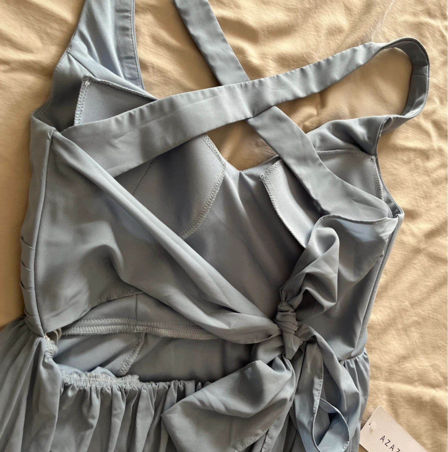 Light Blue V-Neck Maxi Dress with Tie Back