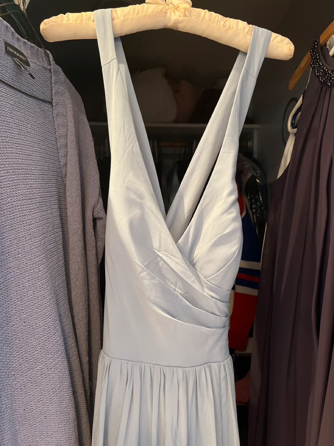 Light Blue V-Neck Maxi Dress with Tie Back - photo 2
