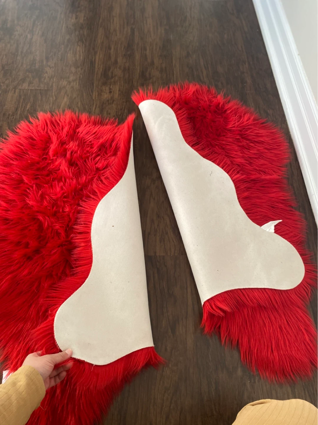 Red Faux Fur Rugs (Pair) and curtains and rug - photo 4