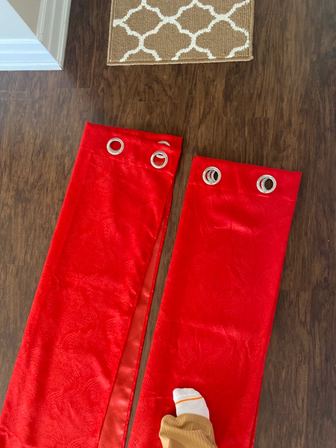 Red Faux Fur Rugs (Pair) and curtains and rug - photo 5