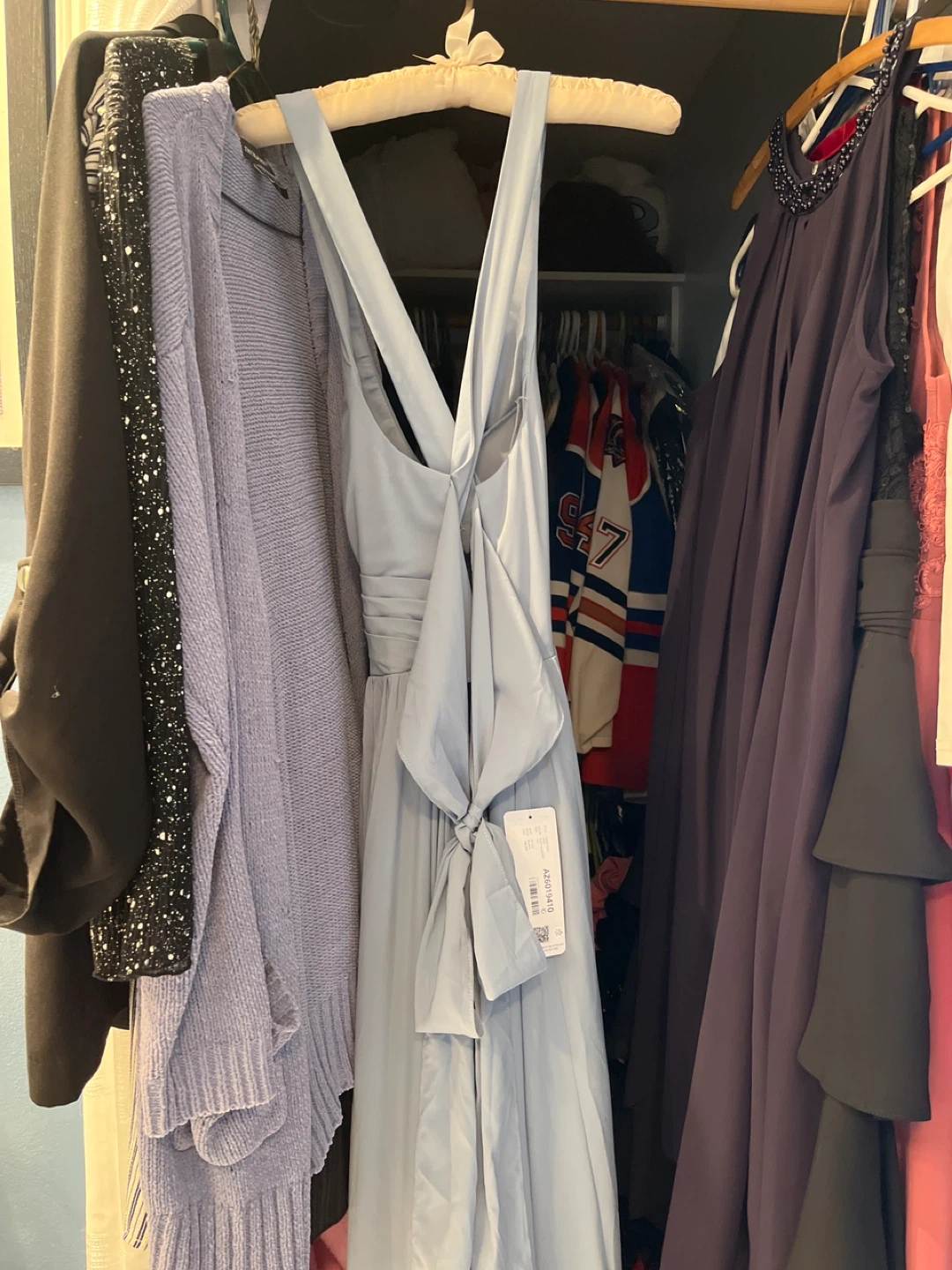 Light Blue V-Neck Maxi Dress with Tie Back - photo 4