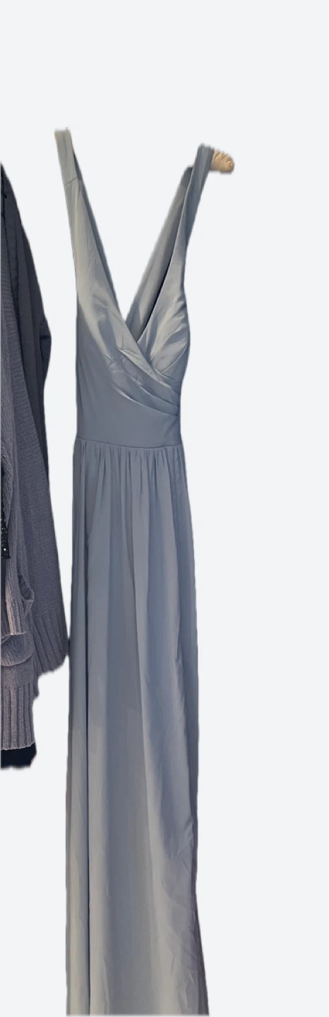 Light Blue V-Neck Maxi Dress with Tie Back - photo 3