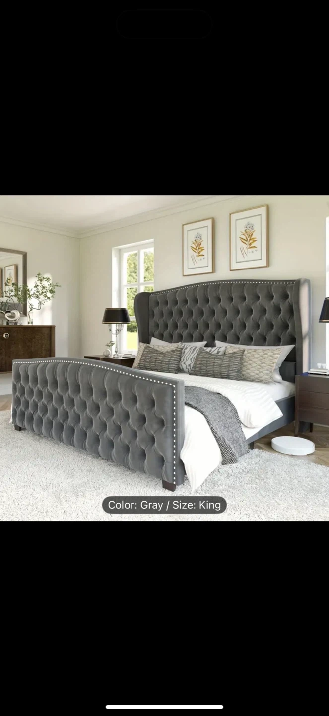 King Size Tufted Wingback Bed Frame