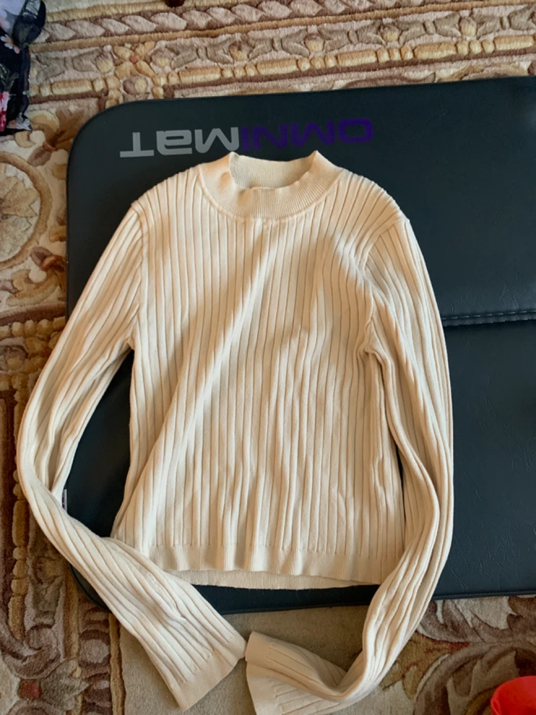 Wild Honey Ribbed Mock Neck Sweater - Cream - Size L