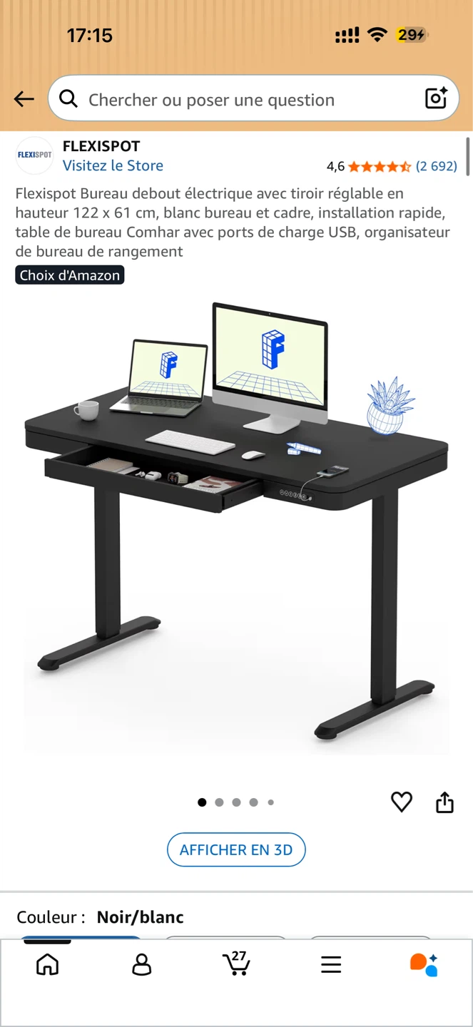 🌱 Flexispot Standing Desk with desk chair 47.2" x 23.6"