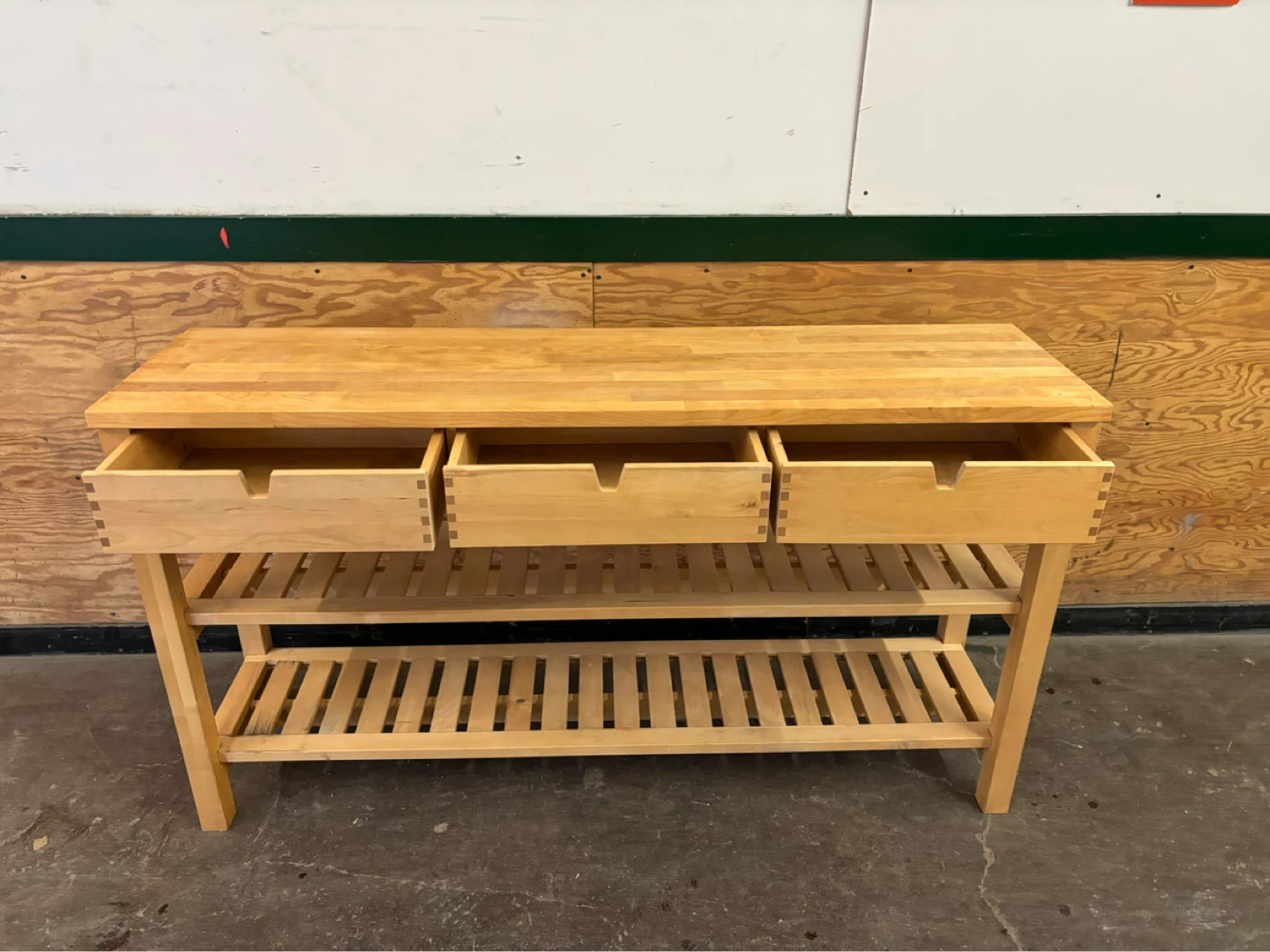 Ikea Wooden Kitchen Island with Drawers and Shelves - photo 2