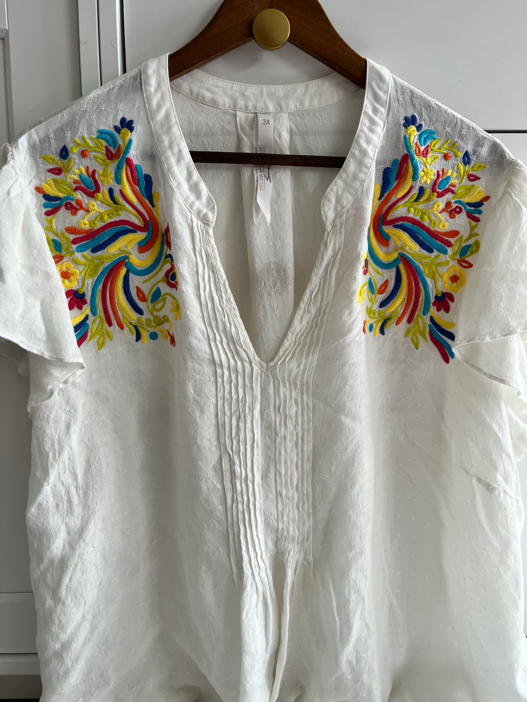 🌱 Melissa McCarthy White Embroidered Tunic Top - photo 3