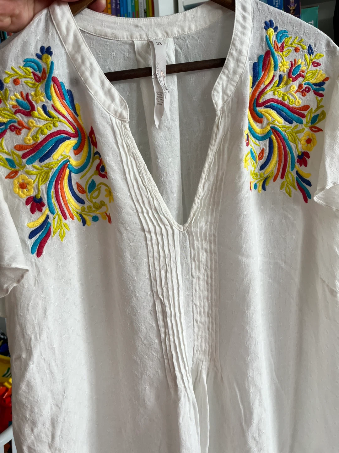 🌱 Melissa McCarthy White Embroidered Tunic Top - photo 4