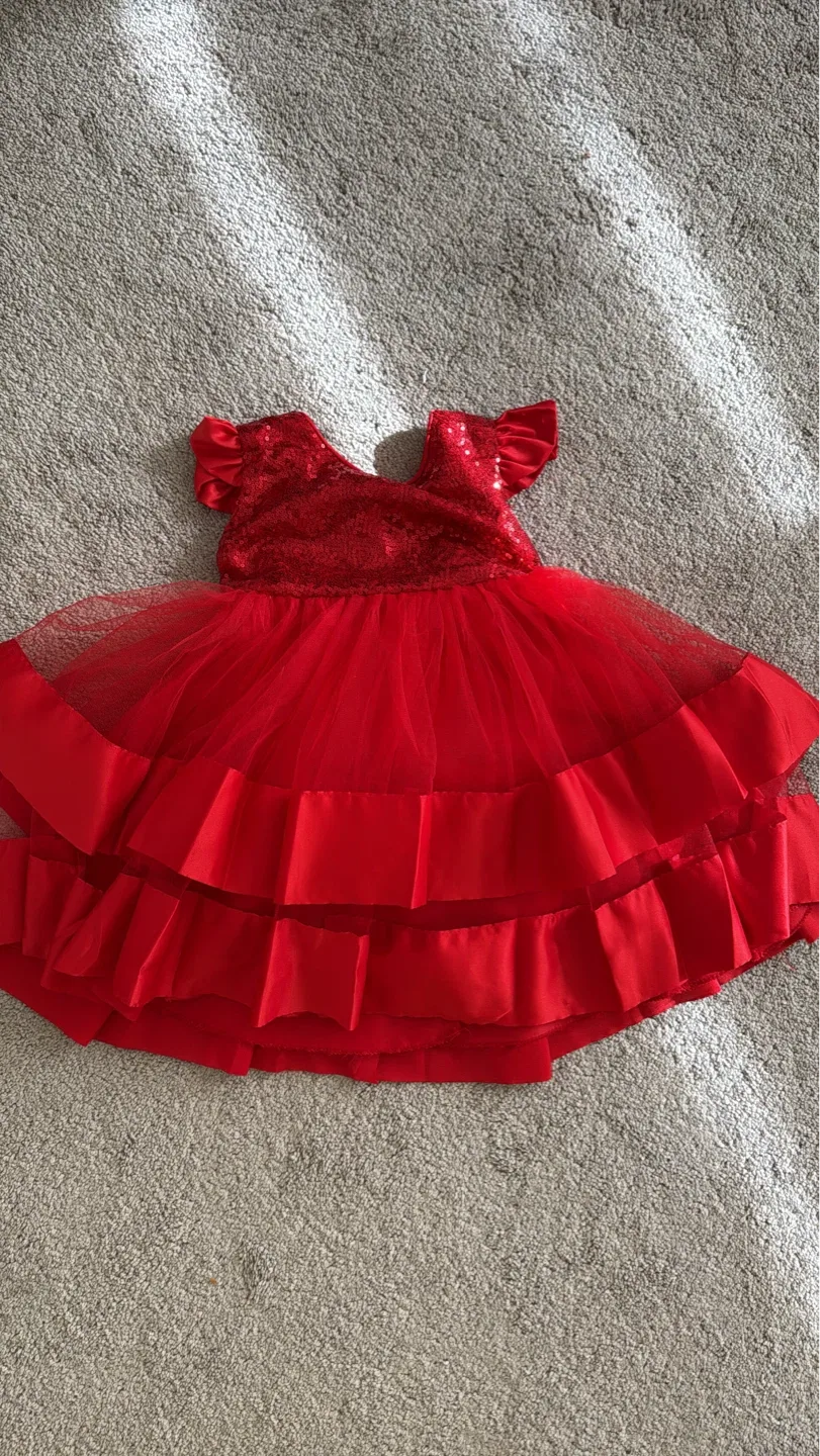 Toddler Red Sequin Tulle Dress