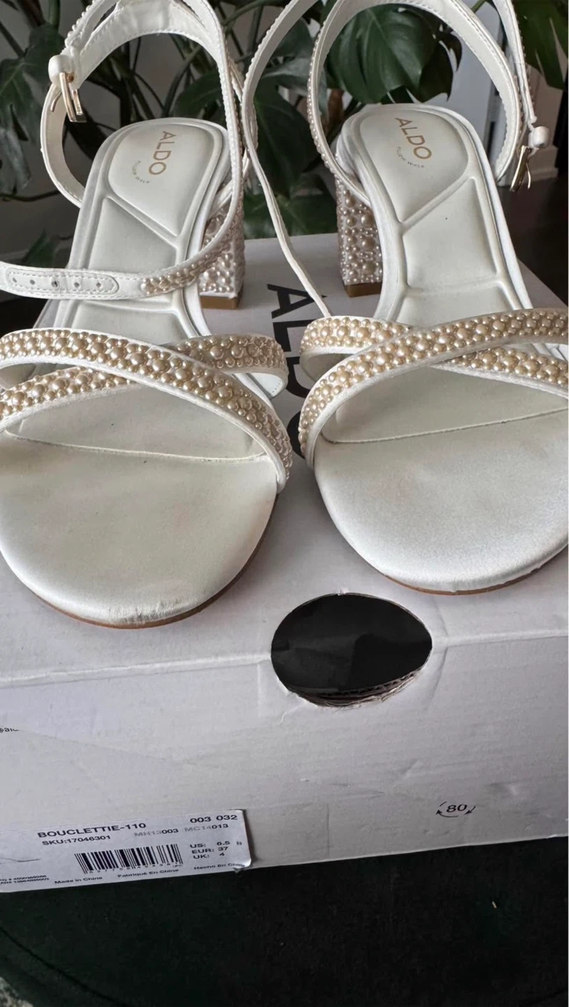 ALDO White Beaded Heeled Sandals - photo 5