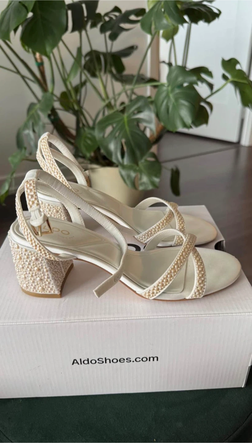 ALDO White Beaded Heeled Sandals - photo 4