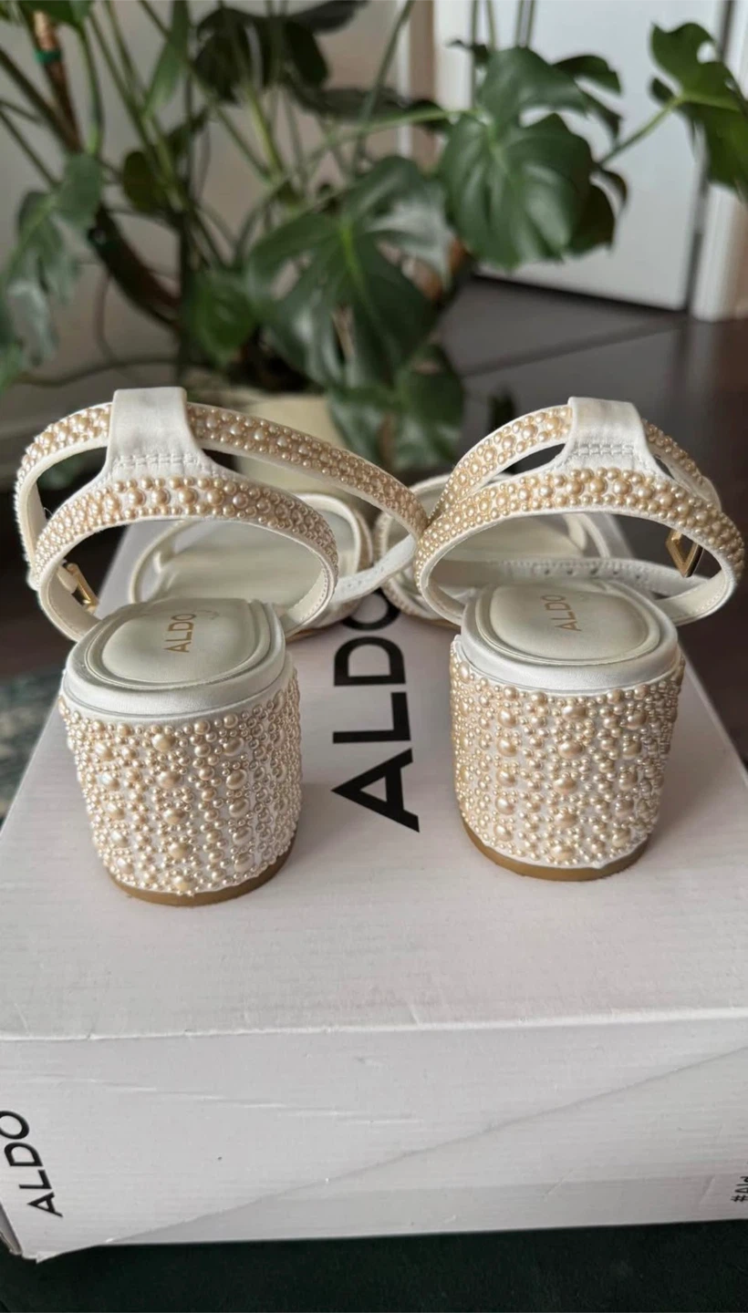 ALDO White Beaded Heeled Sandals - photo 3
