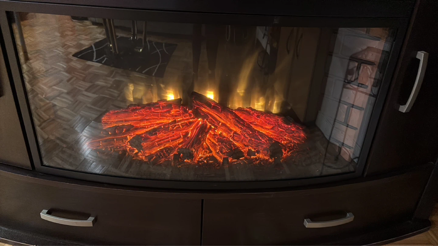 Dark Brown Electric Fireplace Entertainment Unit - photo 2